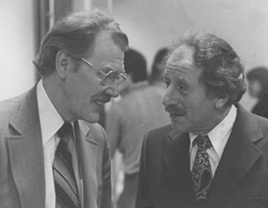 Bruce Eriksen and Harry Rankin  discussing local civic politics...